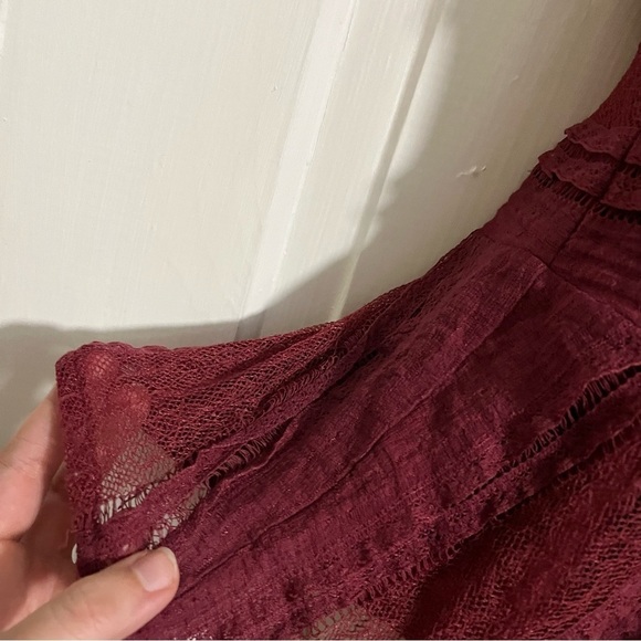 Ganni Maroon Red Lace Peplum Tank Top Small M2 - Picture 11 of 11